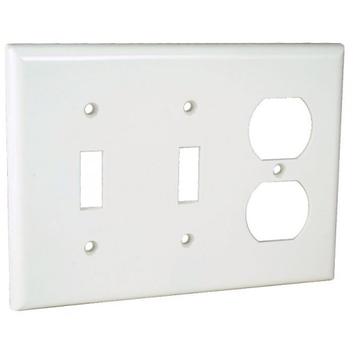 3-G WALL PLATE - 2SW/DUPLEX WH